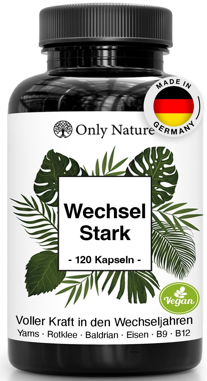 NEU: Wechseljahre Kapseln - 120 St. – Menopause – Mit Yams, Rotklee, Baldrian, Eisen, Vitamin B9 und B12 – in Deutschland produziert, Laborgeprüft & 100% Vegan