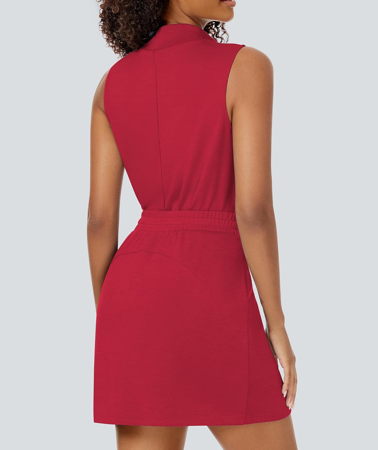 Casly Lamiit Two Piece Skirt Set for Women Sweatsuits Tennis Outfits Casual Mock Neck Sleeveless Top Elastic Short Skorts - Image 6