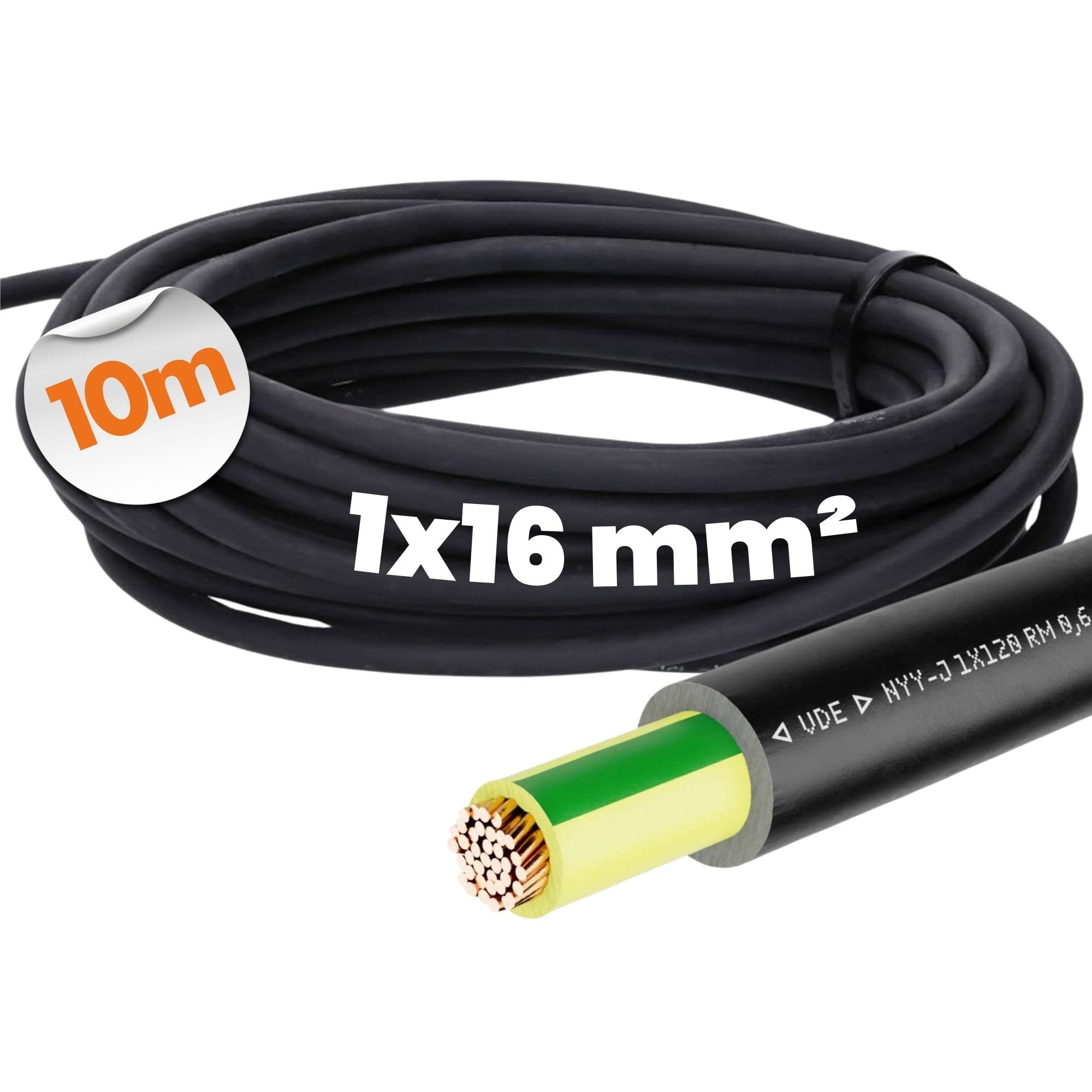 Lapp 10m Erdungskabel NYY-J 1x16 mm² RE - Starkstromkabel Schwarz