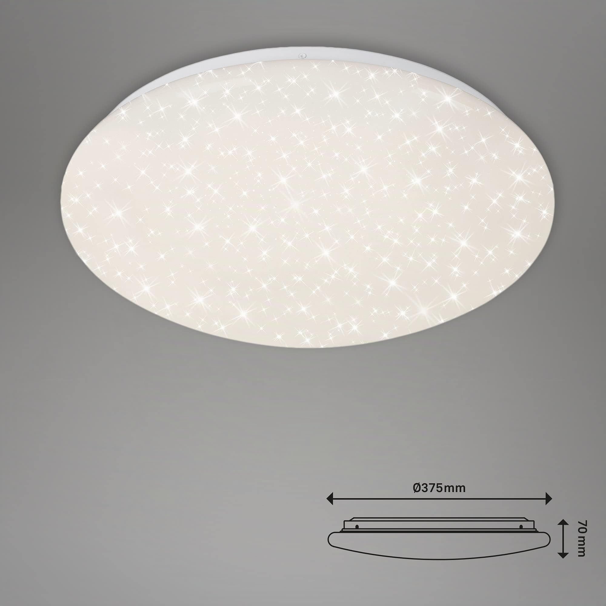 Briloner Plafoniera a LED da soffitto, Dimmerabile, stelle, regolazione della temperatura di colore con telecomando, 22 W, 2200 lumen, da 3000 a 6500 K, 38 cm, da bianco freddo a bianco caldo