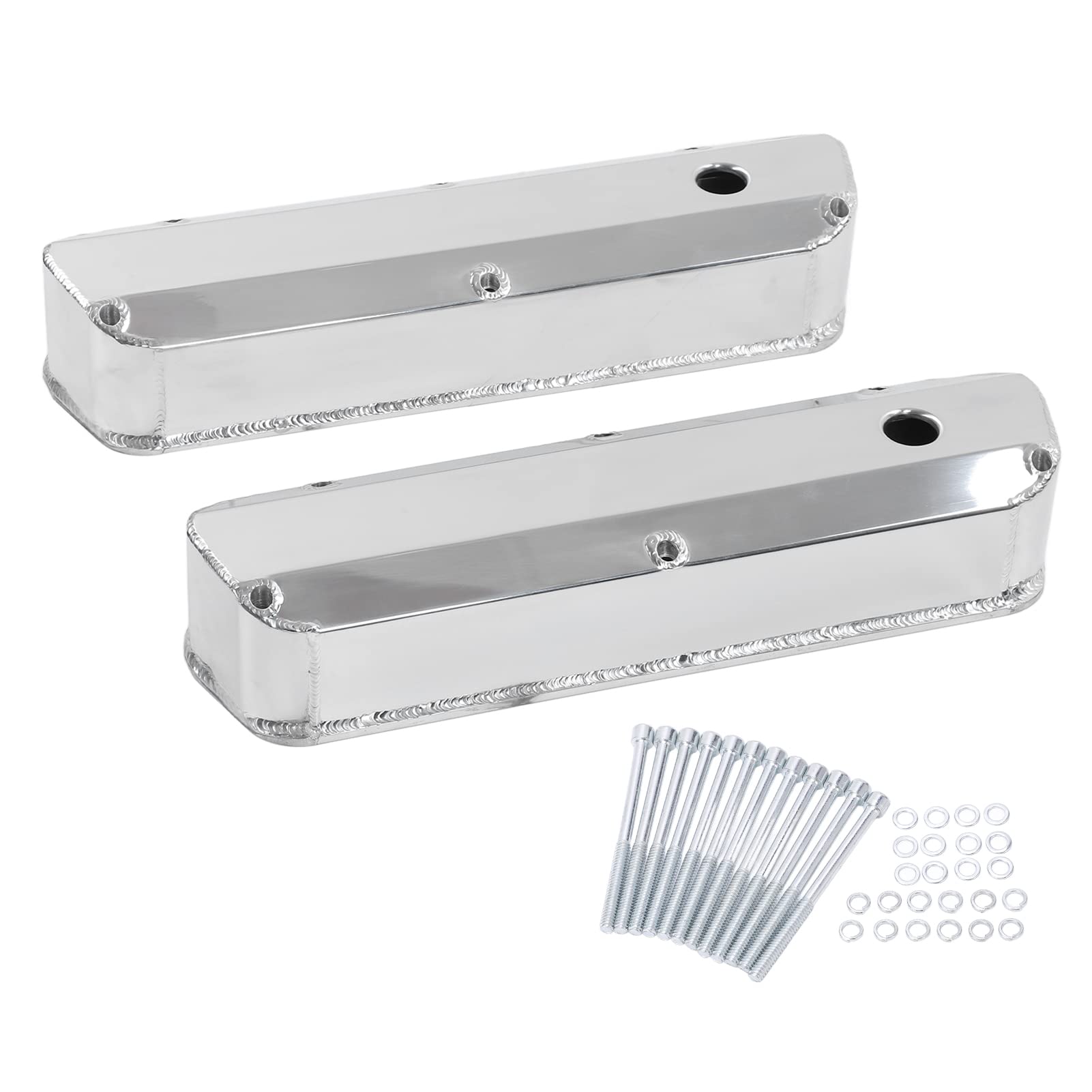 Coperchi Valvole in Alluminio, Finitura Satinata, Ricambio per Motori Small Block 289 302 351 W, Perfetti per la Manutenzione dell'auto