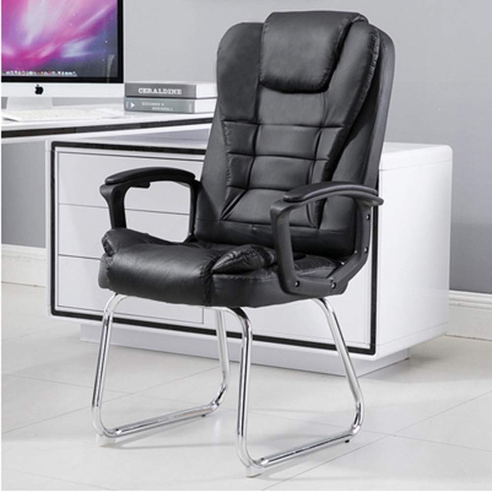 Fotel Komputerowy Fotel Biurowy Do Komputera Krzesło Z Łukową Nogą Ergonomiczne Krzesło Biurowe Podwójne Siedzisko Poduszka Projekt Wysokie Oparcie Pu Skórzane Krzesło Do,Black