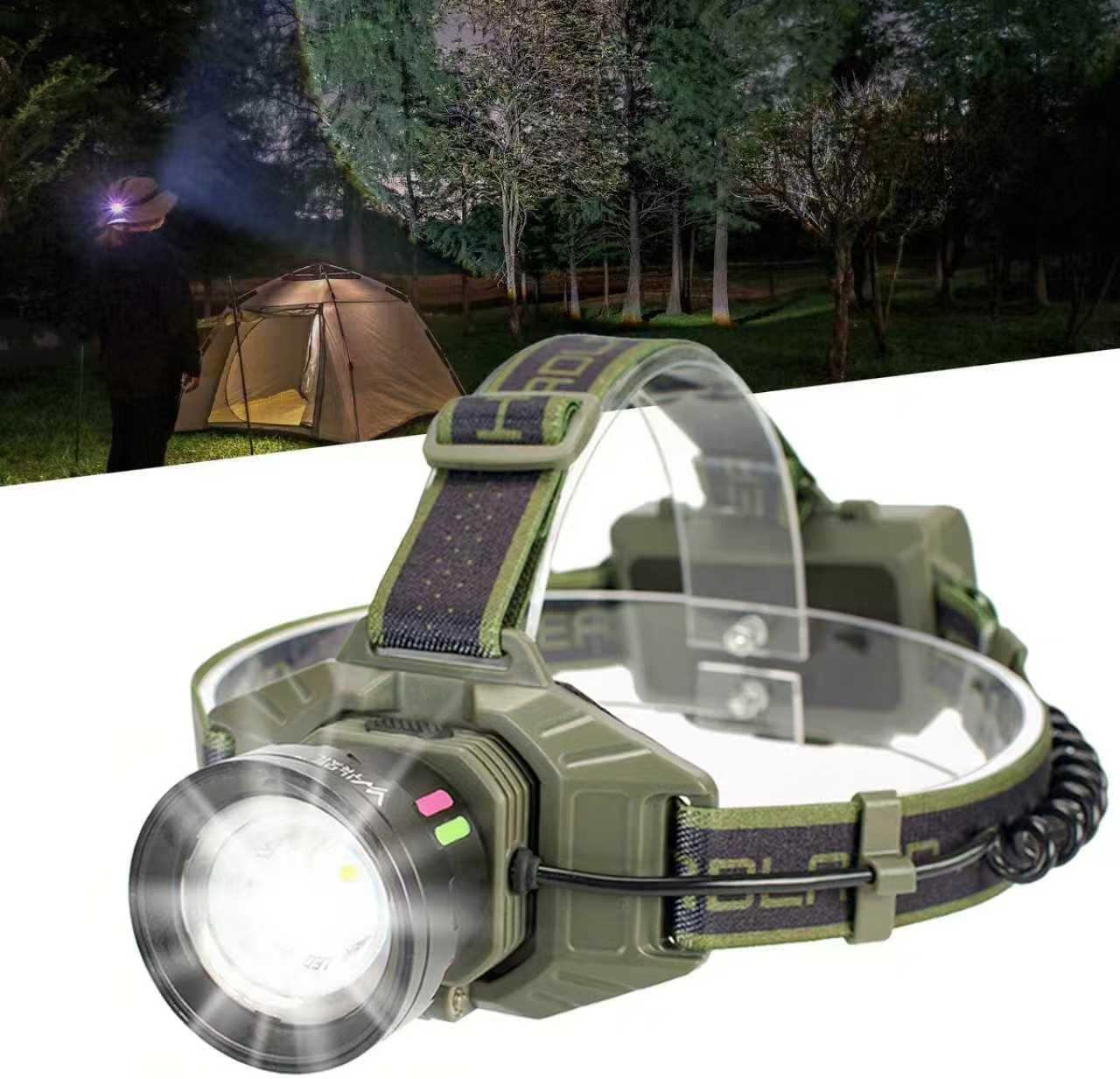 6000mAh Rechargeable LED Headlamp, 2000LM Real Intensity Professional Work Light with Emergency Phone Charger, 180° Tilt Ratchet Zoom, 4 Hard Hat Clips for Construction, Mechanic