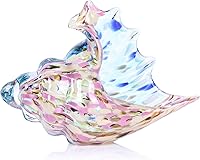 Vista 1 de LCCCK Hand Blown Glass Conch Shell Sculpture, Sea Glass Art Figurines, Beachy Room Decor, Pink Conch Shell Decorative Statues, Sea Shell Coastal