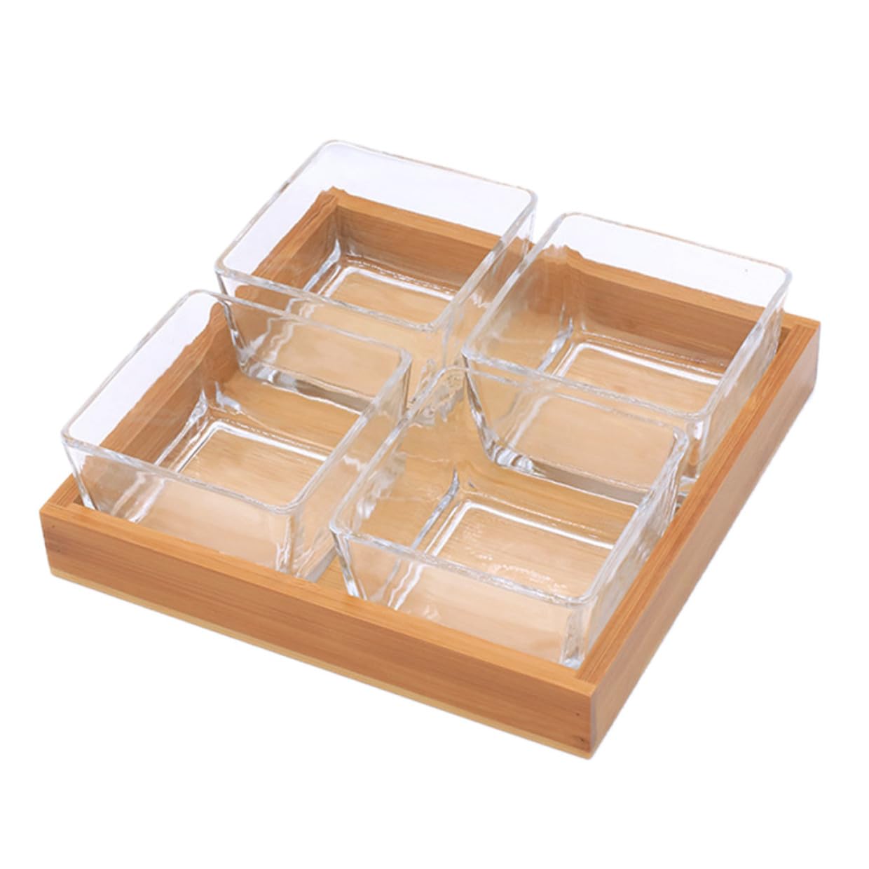 Servierplatte Satz für Snacks mit Unterteilte Holzhalter Glas 1 und Obst