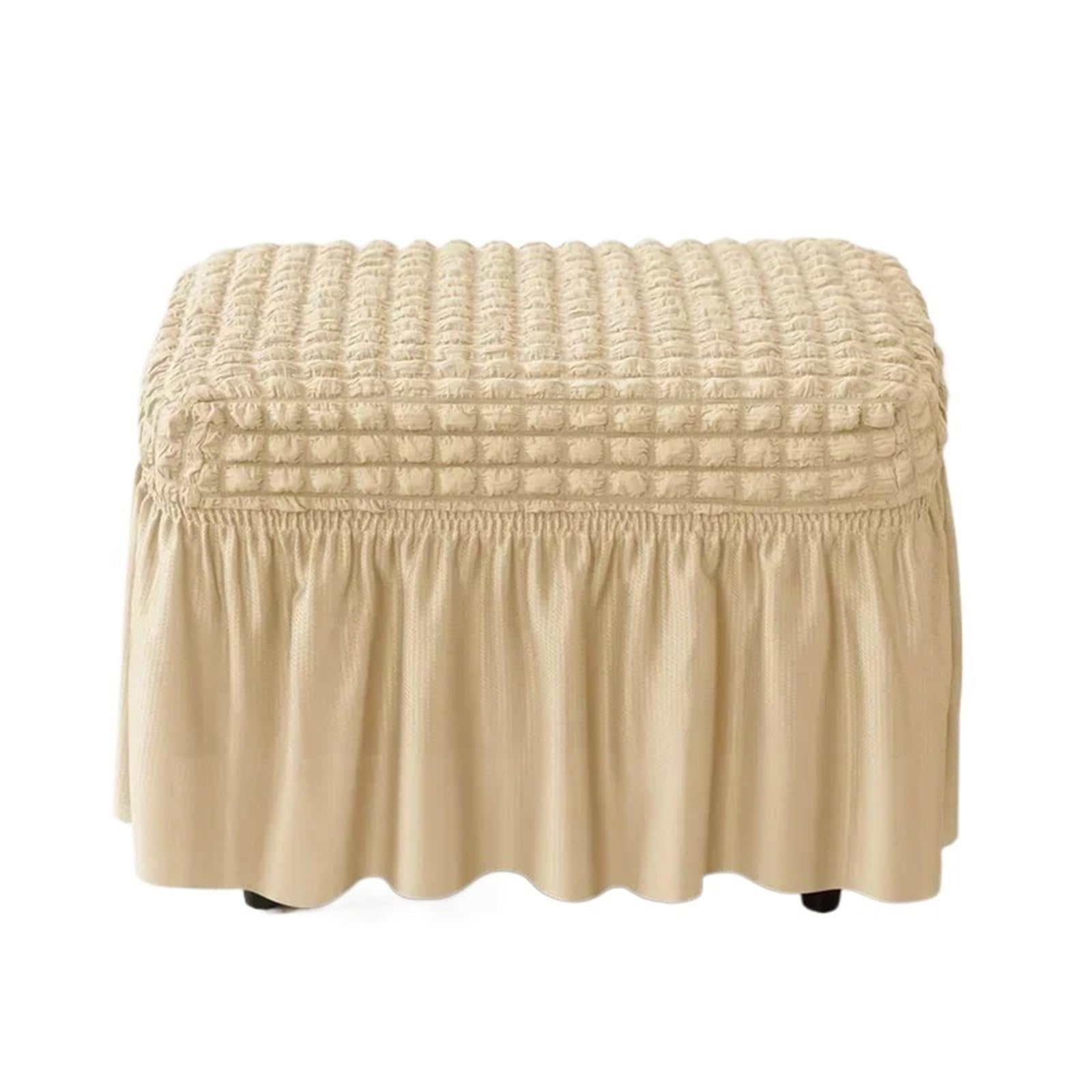 YXINAER Foot Stool Cover Plaid Ottoman Cover with Skirt Stretch Solid Color(B12 Footstool Cover)