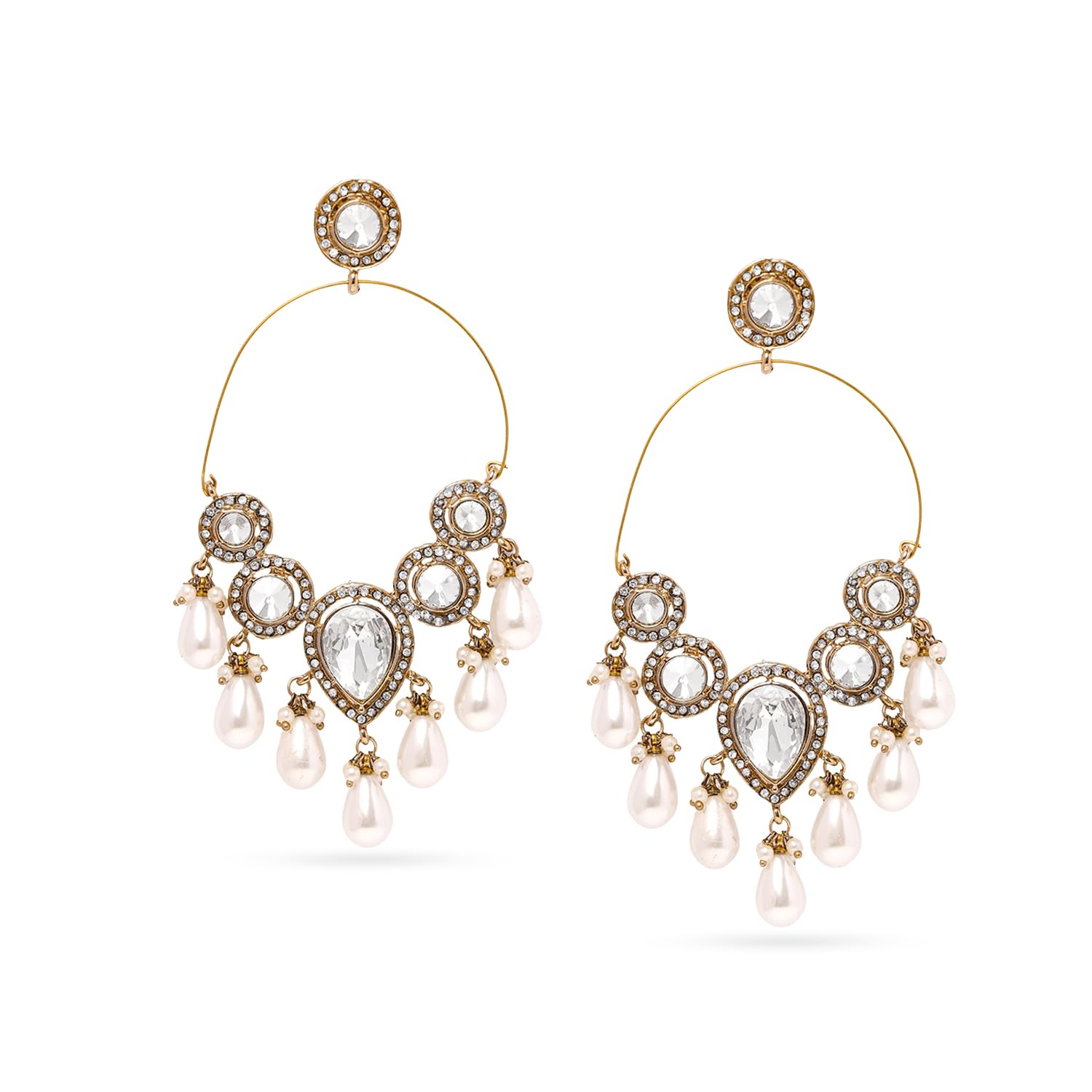 rubans Hoop Chandelier Earrings Gold Plated Oversized Jewellery Gift for Women & Girls-picture-29