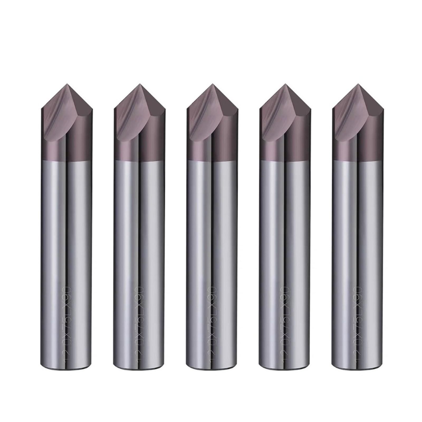 Fresa de chaflán Juego de 5 fresas de chaflán de carburo de tungsteno de 2 flautas (20/25/30/35/40/45/50/55/65/82°)(8 * 8 * 60 * 55°)