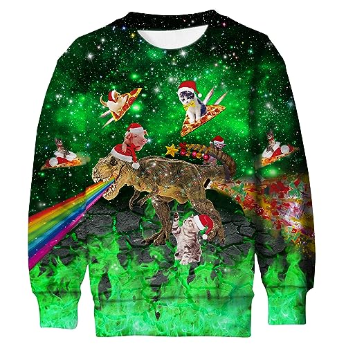 Kids Boys Ugly Christmas Sweater Fleece Sweatshirt 3D Funny Printed Long Sleeve Xmas Pullover Jumper