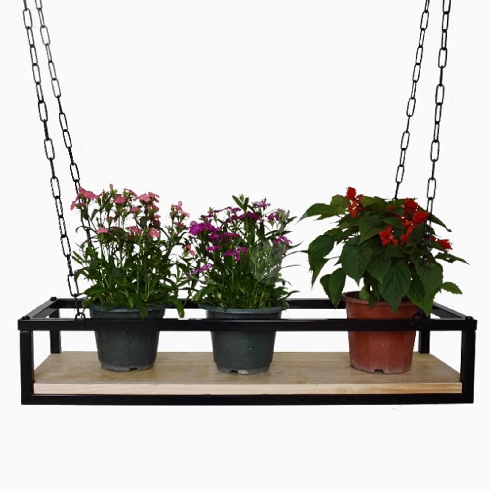 Étagère de plafond réglable noire en métal haut de gamme pour plantes et décoration