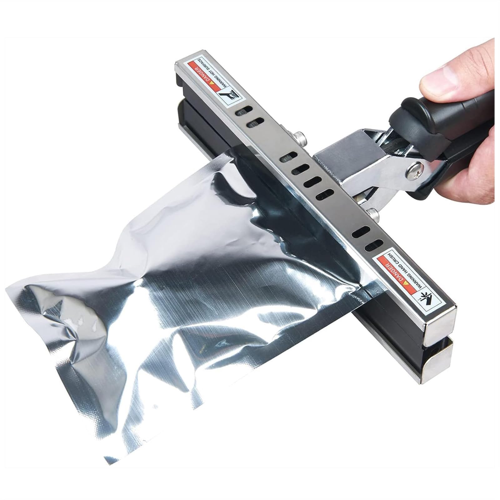 Sellador térmico portátil, sellador de crimpado de mano con tapón de fugas, longitud de sellado de 200 mm a 400 mm, temperatura de 0 a 300 °C, calefacción de doble cara para papel de aluminio y bolsas