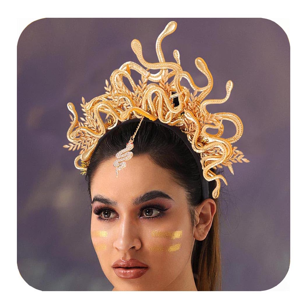 Amazon.com: BARTOSI Medusa Headband Gold Snake Headpiece 
