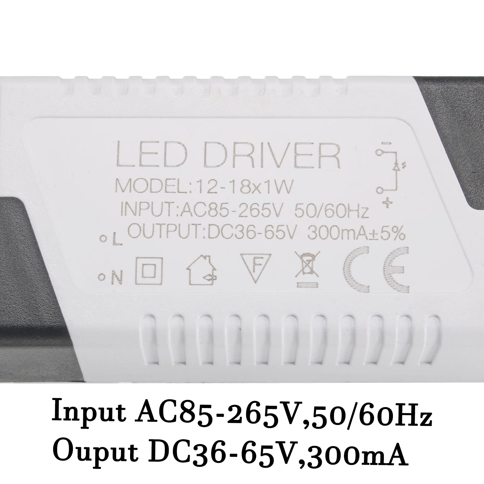 QUARKZMAN 12-18W LED Sterownik x 1 sztuk Węgla Stal Zasilanie Transformator Stały Prąd 300mA dla LED Światła, Projekt komputerowy, Zewnętrzne Światło, [Szary]