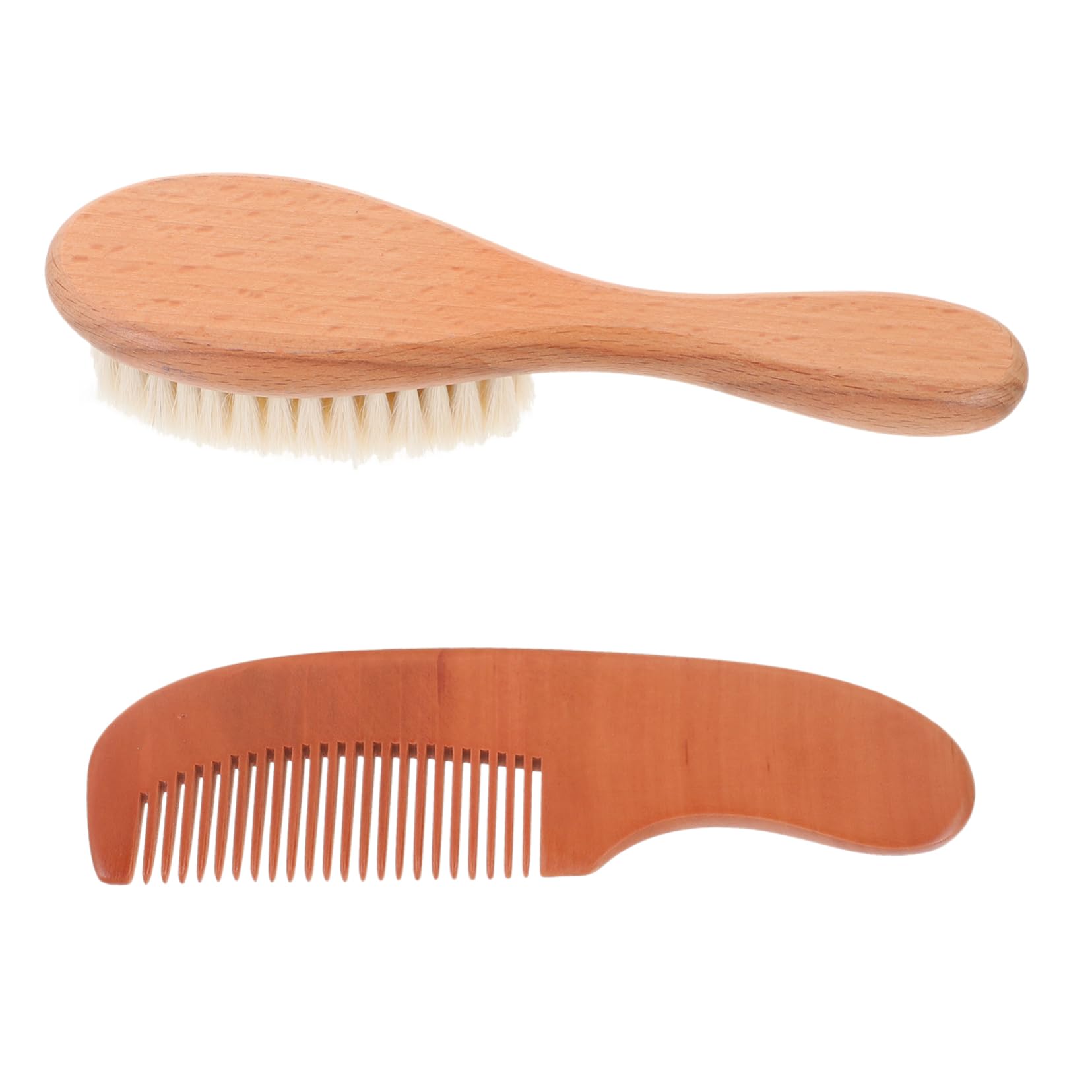 TOYANDONA Natural Wool Brush Wooden Comb Set Baby Hair Care Kit Infants Toddlers Hair Brush Comb Baby Shower
