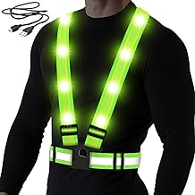 LED Reflective Vest, USB Rechargeable Reflective Running Gear with Safety Lights and Adjustable Size Elastic Band Night Vest Gear Accessories for Men Women Kids