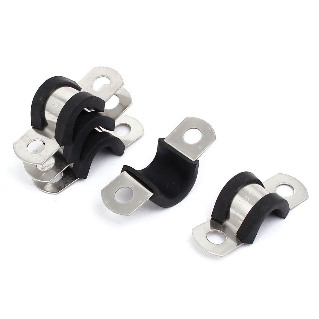 Aexit 10mm Dia Clamps EPDM Rubber Lined U Shaped Pipe Tube Wire Clamps Strap Clamps Clips 5pcs