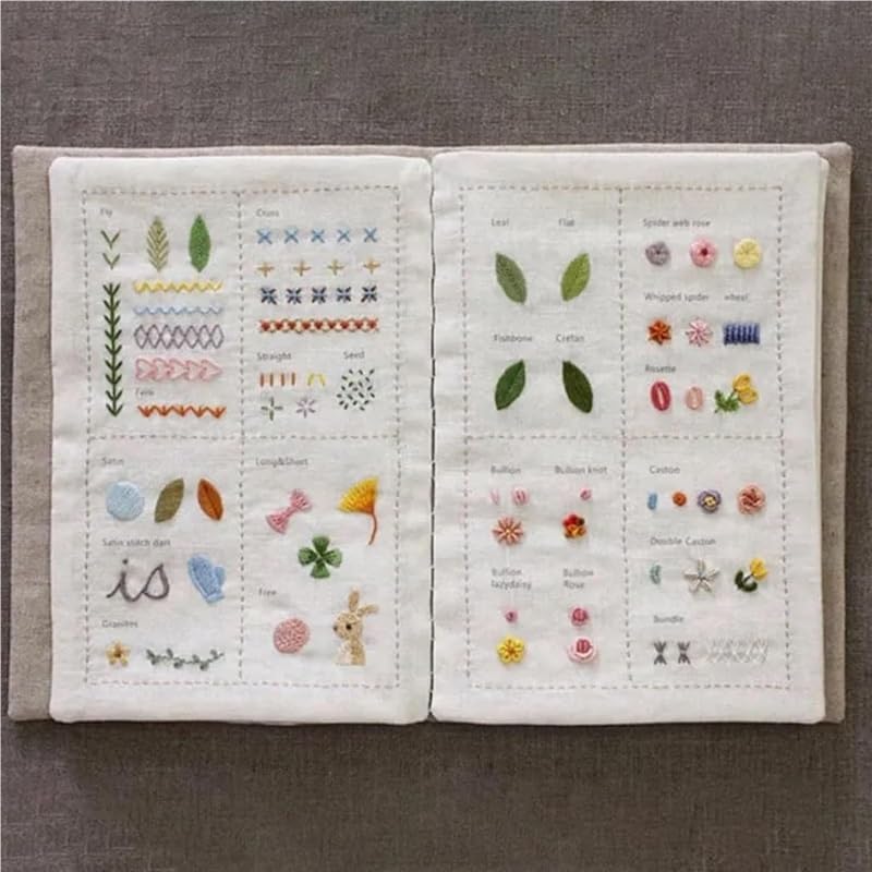 Libro de punto de bricolaje, libro de punto de bordado, libro de costura bordado, manual de puntadas, libro de puntadas de bordado, kit de marcadores de punto de cruz, cuaderno de punto de cruz para