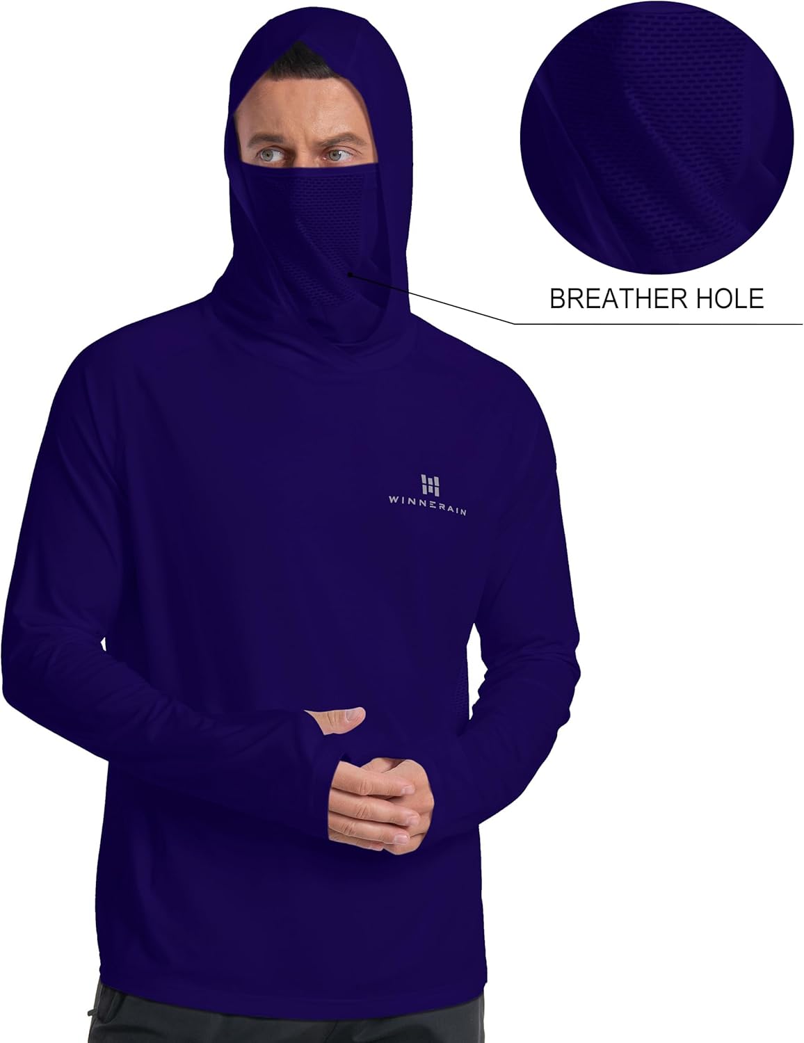 Men's Moisture-wicking Sports Shirts Lightweight Loose Fit Long Sleeve Hoodie Fishing Hiking Rash Guard - Image 3