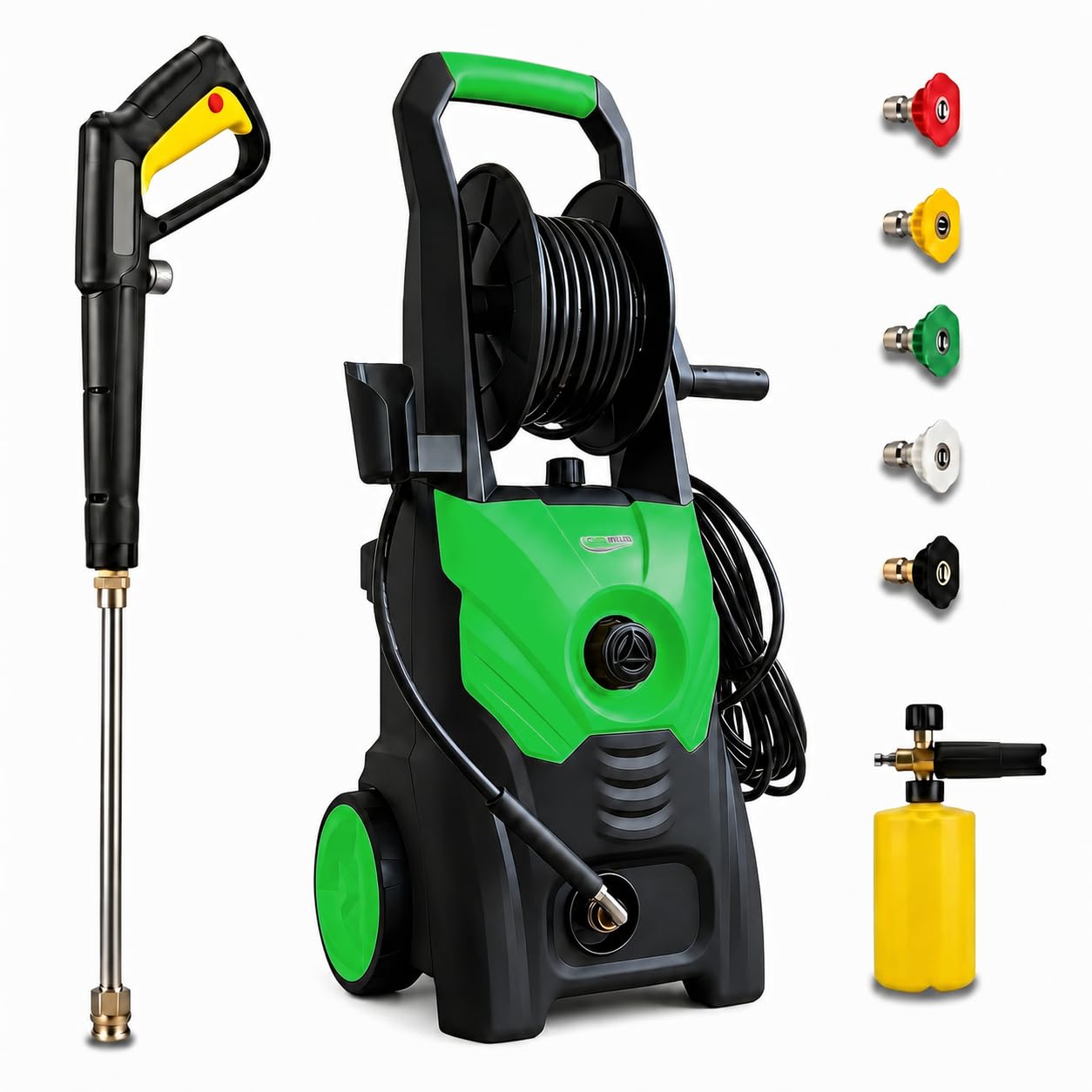 Photo 1 of Nozzlpeak 2600 PSI Max Electric Pressure Washer, Hose Reel, Green