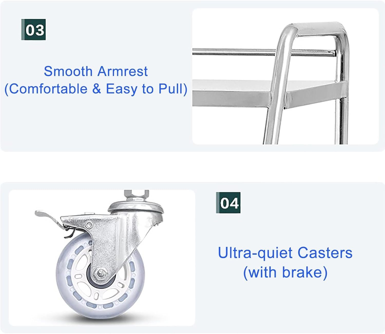 Carrello di Utilità Medica Carrelli per Clinica per Auto per Assistenza Sanitaria in Acciaio Inossidabile Carrelli per Attrezzature di Laboratorio Medico Rotolamento Multifunzione