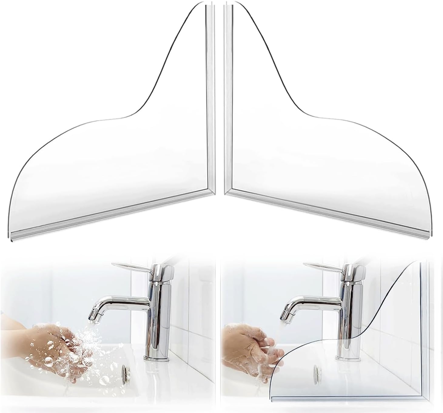 GDOKKNY 2Pcs Shower Splash Guard, 8.3x7.3 Inches Clear Kitchen Sink