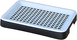 Caixa de areia para coelhos, banheiro portátil com grade, camada dupla, caixa de areia para porquinhos-da-índia, coelhinho, penico para pequenos, Preto Branco