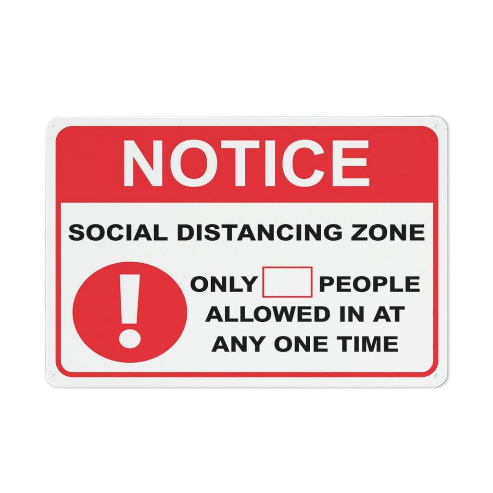 Peiyeety A09 Notice Social Distancing Zone Limited People At One Time Red Sign 8"X12" Rust Free Aluminum Signs Outdoor, Metal Tin Sign For Home, Business, Yard