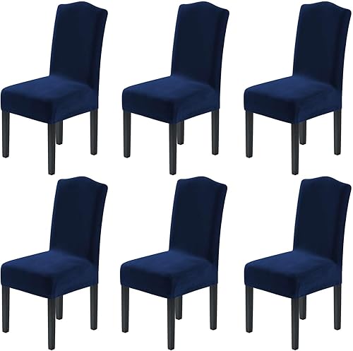 Miniatura 46 de H.VERSAILTEX Juego de 4 fundas elásticas para sillas de comedor, fundas protectoras para sillas Parson, tela de terciopelo sólido suave y gruesa