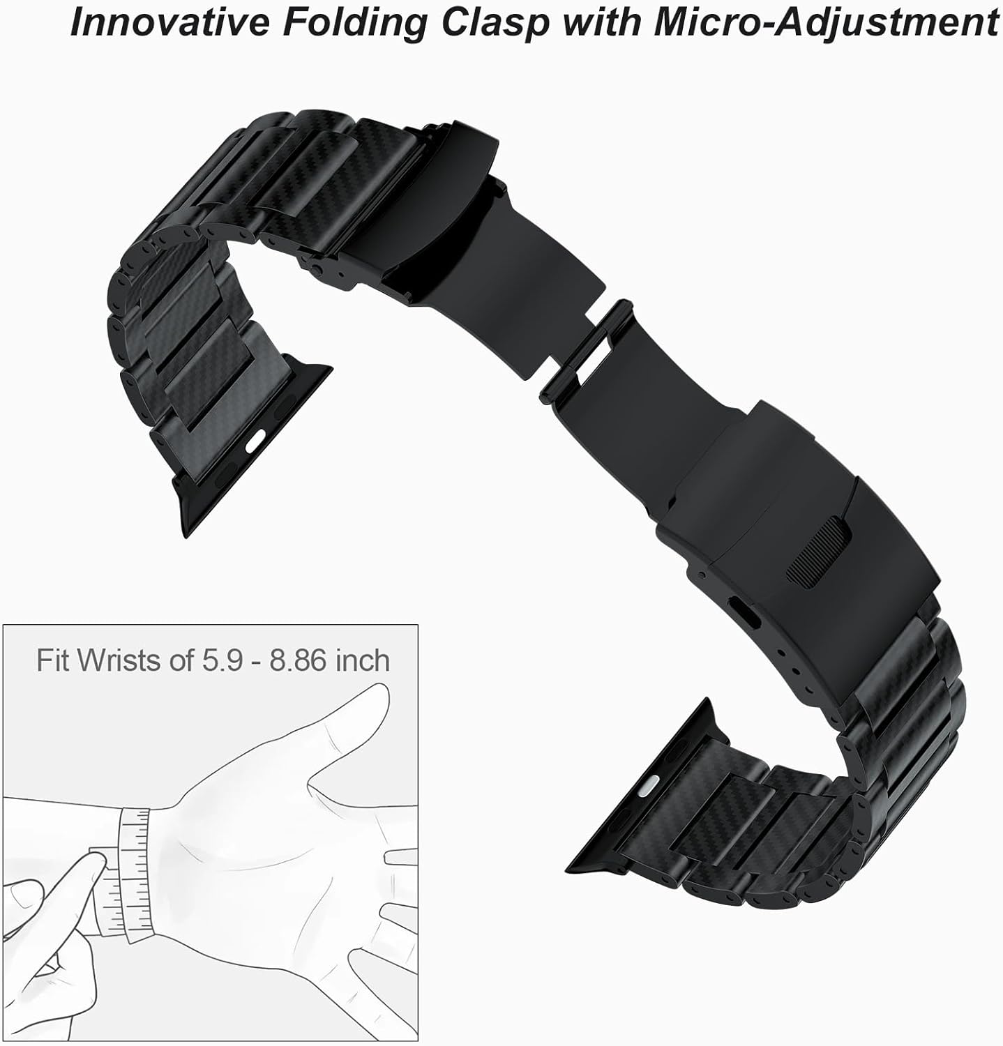 baozai Carbon Fiber Band Compatible with Apple Watch Ultra 2/1, Lightweight Genuine Carbon Fiber Strap for iWatch 49mm Men