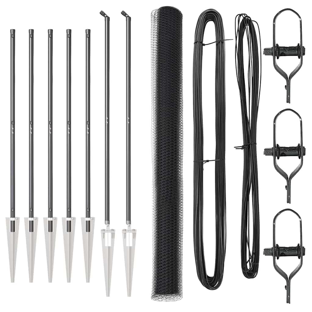 Steel PVC Fence Post Grey 10 x 1.6 m 13 mm Mesh Outdoor Garden Security Barrier Kit Corrosion Resistant Weatherproof