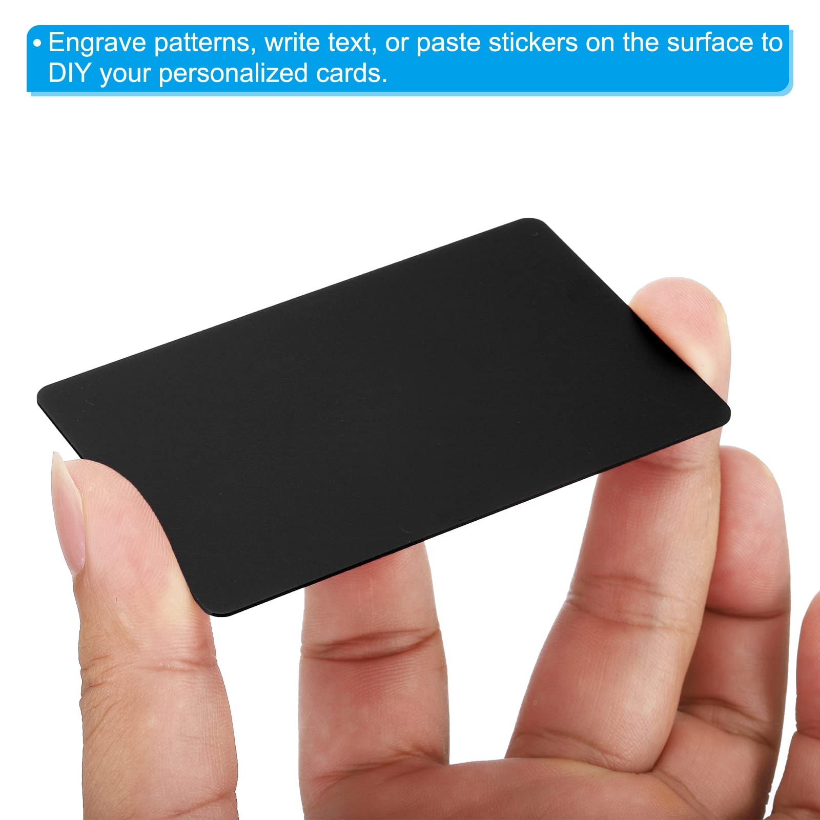 PATIKIL 0.8mm Metal Business Cards, 12 Pack Blank Name Card Laser Engraving Anodized Aluminum for DIY Gift Cards Black - Image 4