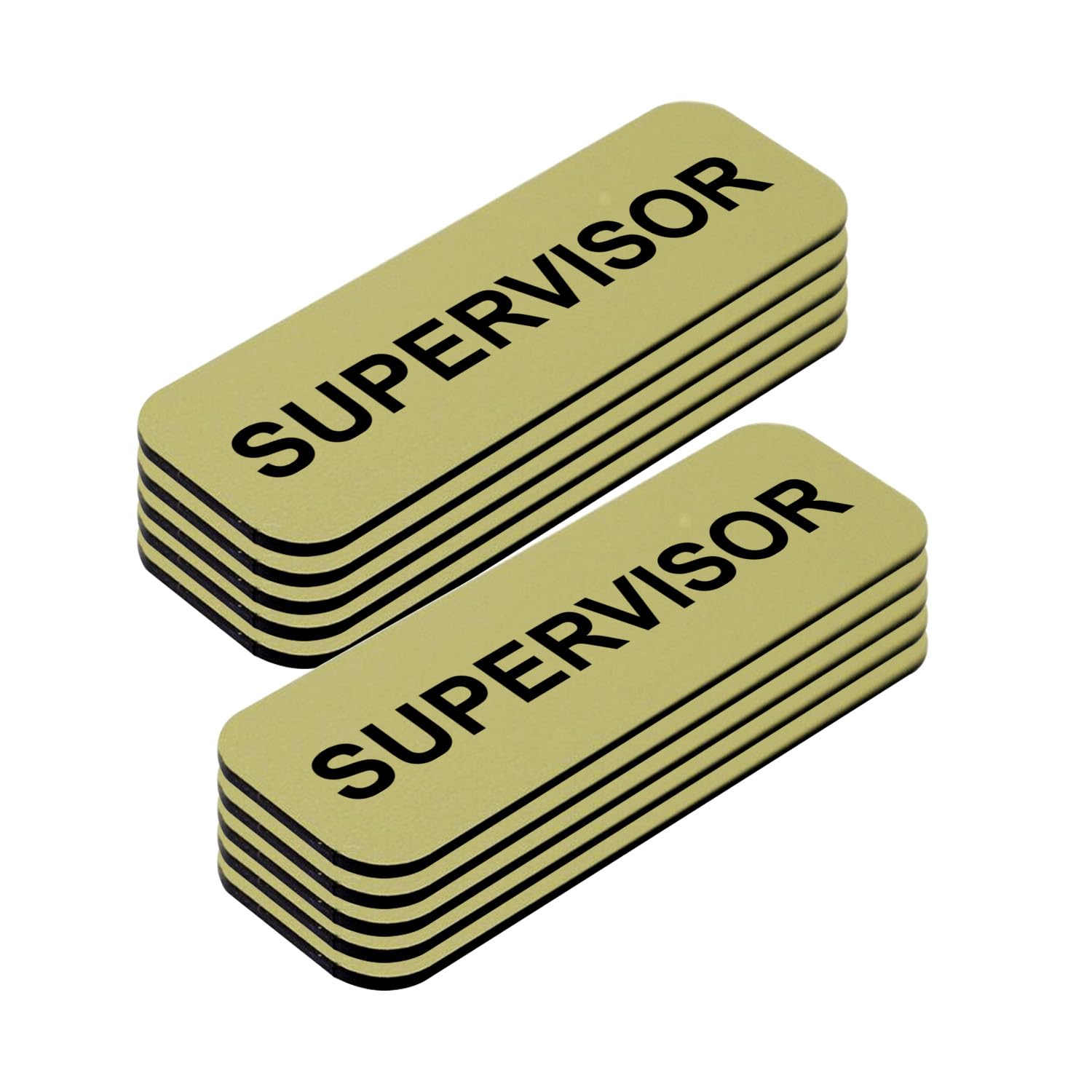 Supervisor 1 x 3 Name Tag, Brushed Gold (10 Pack)