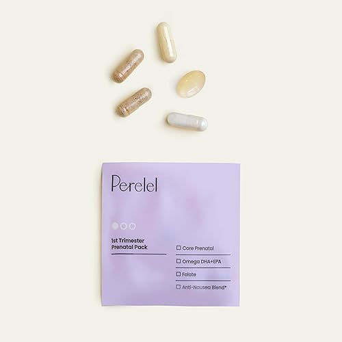Miniatura 3 de Perelel Paquete prenatal para el primer trimestre, vitaminas prenatales omega 3 para mujeres, sin gluten, lácteos y soja + sin OMG (30 paquetes de