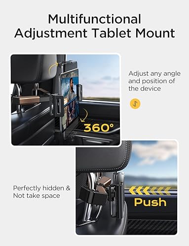 Miniatura 4 de LISEN Soporte para tablet iPad para reposacabezas de coche, soporte para iPad para asiento trasero, accesorios de viaje, esenciales para viajes