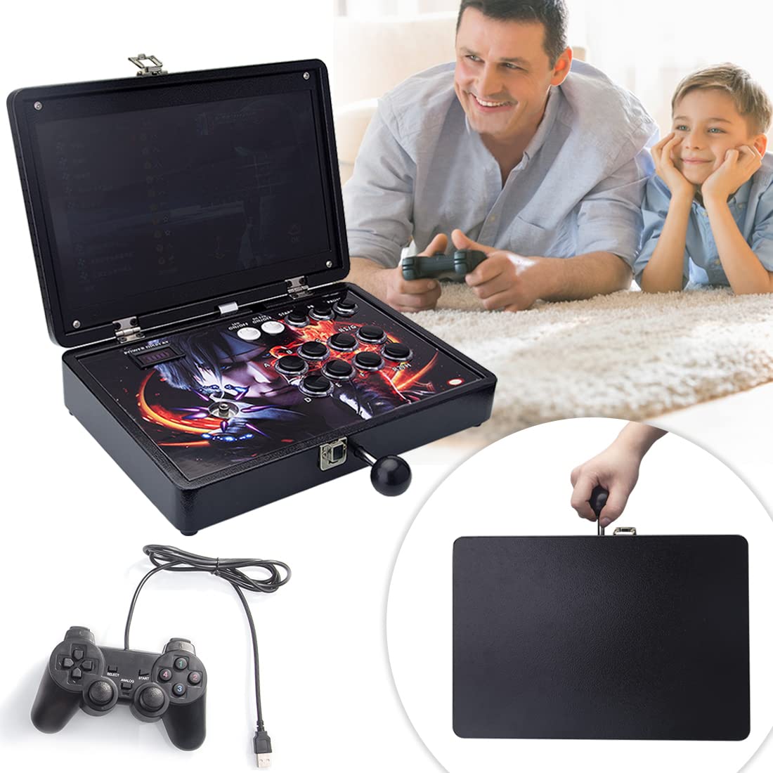 SUNDAYA 13000 Giochi in 1 Pandora Box 3D Plus Arcade, 32G Console di Gioco Arcade Console Machine, 14 pollici Retrò Console Videogiochi Macchina Supporta di Giochi Multiplayer 2P, 3P, 4P