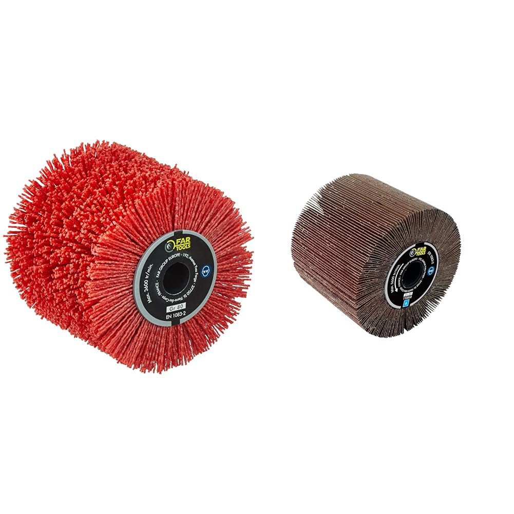 Fartools 110886 Brosse Nylon abrasifs Ø120mm-L 100mm pour Rénovateur REX120C, REX200 et REX-H200 pour décrasser/dégriser/Nettoyer & 110868 Brosse à Lamelles pour Rénovateur