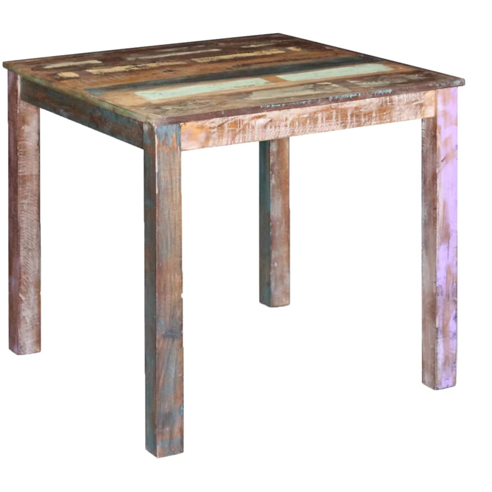 Homgoday Table de Salle à Manger en Bois de Récupération - Style Antique Multicolore - 80x82x76 cm
