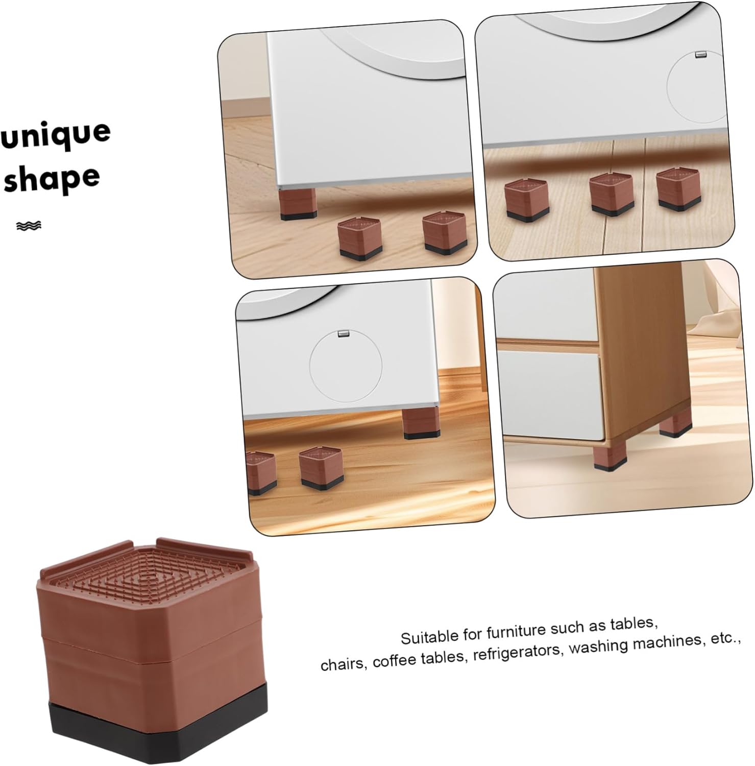 Tofficu 6pcs Slip Mat Soundproof Feature Floor Protectors for Furniture Legs Vibration Pads for Washing Machine