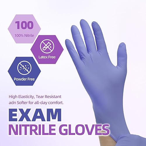 Miniatura 2 de Jointown NGPF1035 - Guantes básicos de nitrilo, guantes médicos de color azul y morado, desechables, sin látex, sin polvo, para examen, limpieza de