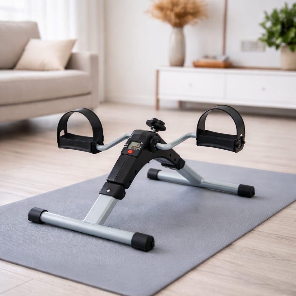Mapache Fitness Mini Cycle Pedal Exerciser with Fixing Straps | Adjustable Resistance Levels and Digital Display | Compact & Portable Design (Grey)-image-25