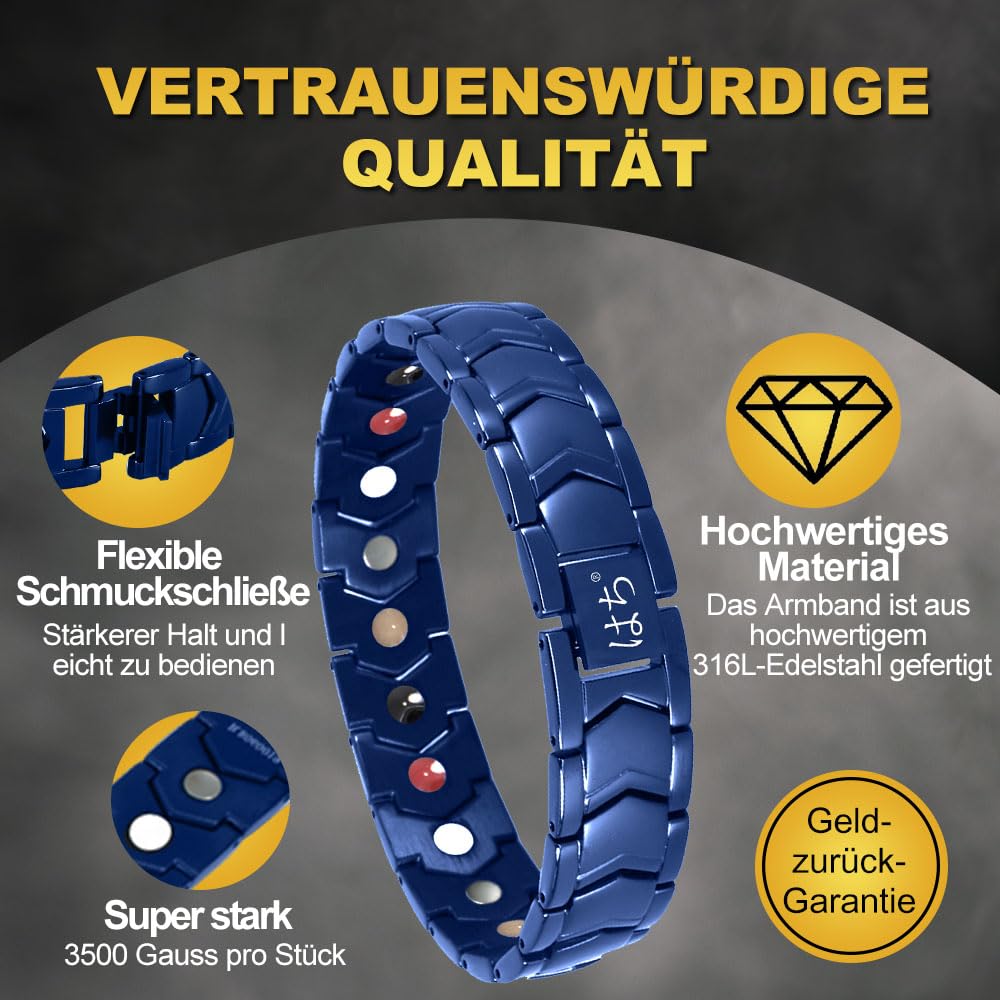 HAQI Herren Magnetarmband Gesundheit Energie Magnetfeldtherapie Arthritis Armband für Herren Edelstahl Schmuck