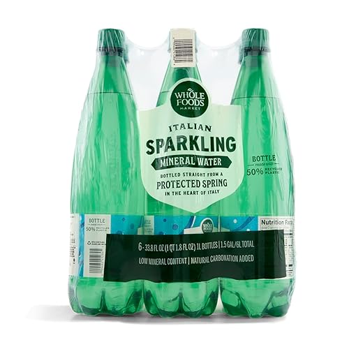Whole Foods Market, Italian Sparkling Mineral Water 6 Pack, 33.8 Fl Oz - Unflavored - 33.71 Fl Oz (Pack of 6)