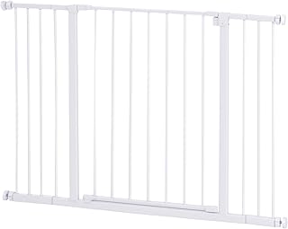 PawHut Dog Gate Pet Safety Gate Stair Barrier Pressure Fit Adjustable 76-82/86-97/101-107 cm, White