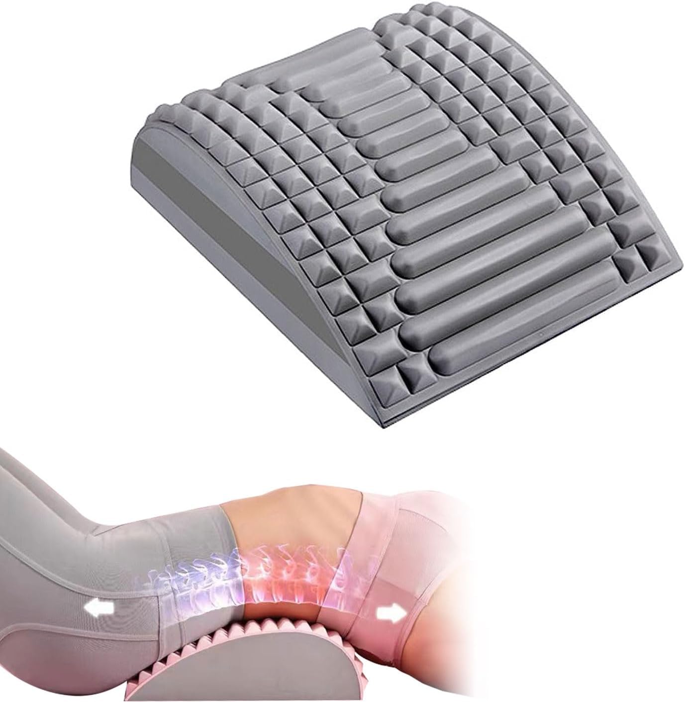 PZAHYAW Neck & Back Stretcher,Back Neck Cracker for Lower Back Pain Relief,Lumbar Stretcher for Neck Pain Relief,Adjustable Spine Board for Herniated Disc,Sciatica, Scoliosis（Grey）