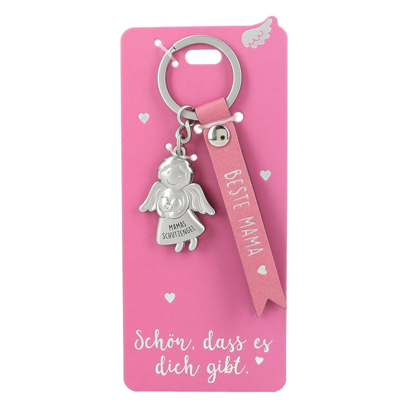 Depesche 11770-001 Guardian Angel Keyring Metal Lucky Charm with Loving Message and Faux Leather Strap, Red