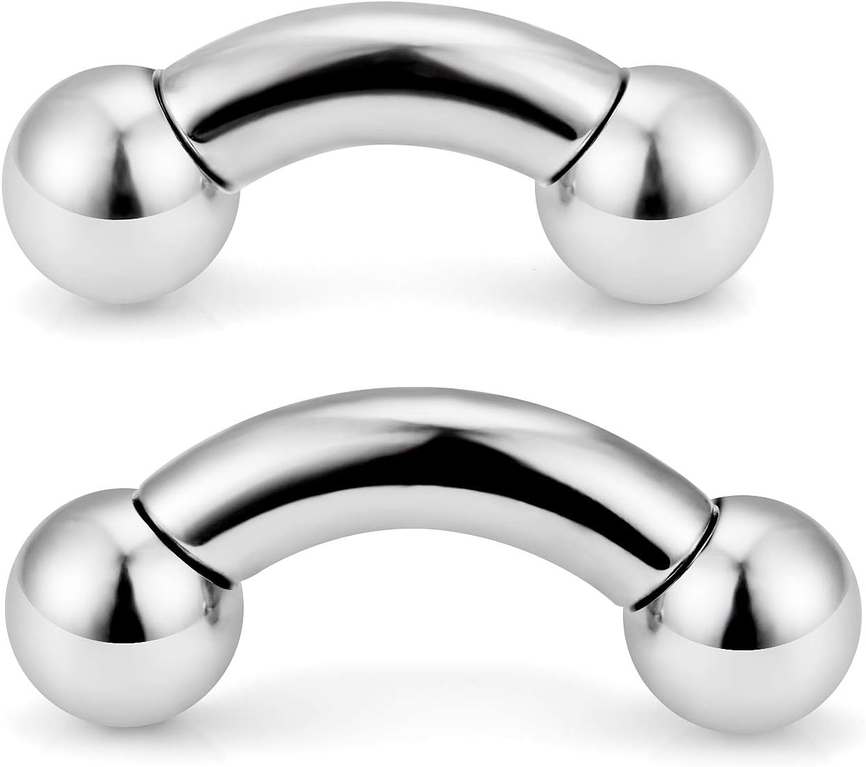 SCERRING 2-4PCS PA Ring Bent Curved Barbell Internally Threaded Monster Screwball Rings 316L Surgical Steel Body Piercing Jewelry 2G 4G 6G 8G