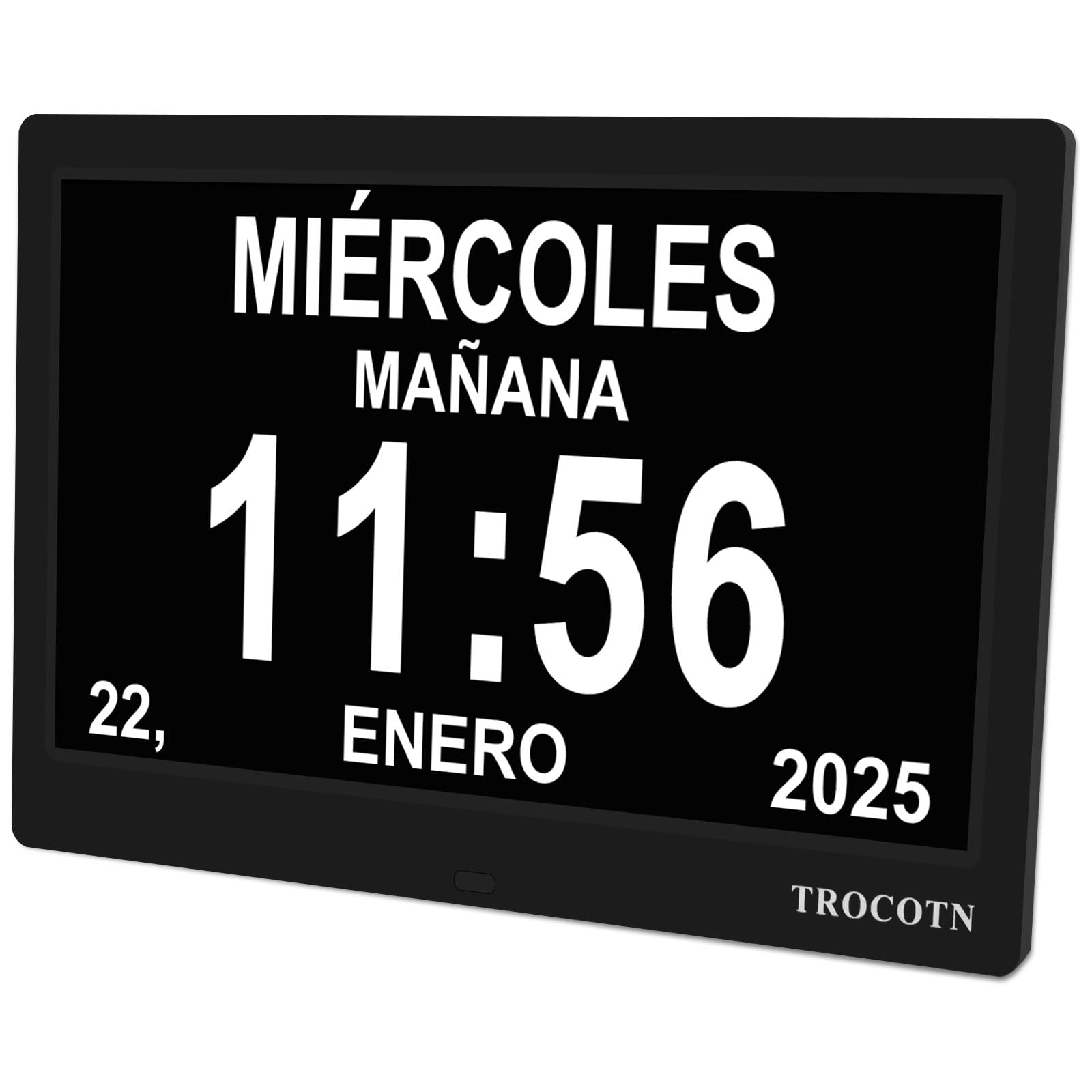 TROCOTN Reloj Digital de 10 Pulgadas, Calendario, Pantalla Grande, Reloj Despertador, Reloj de Pared (Negro)