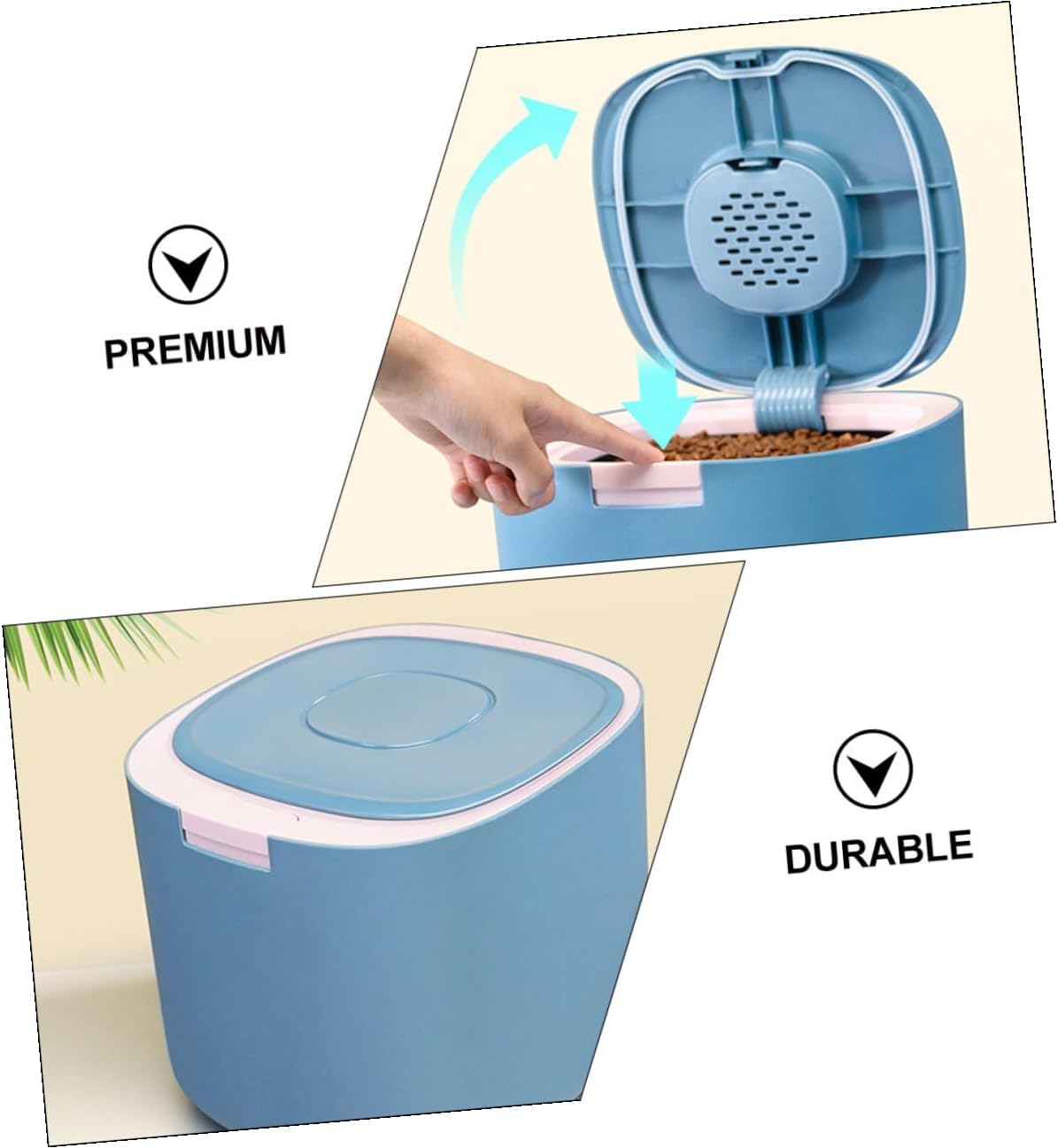 VILLCASE 11l Airtight Cat Food Bucket Moisture-proof Pet Food Storage Container with Lid Large Capacity for Dog