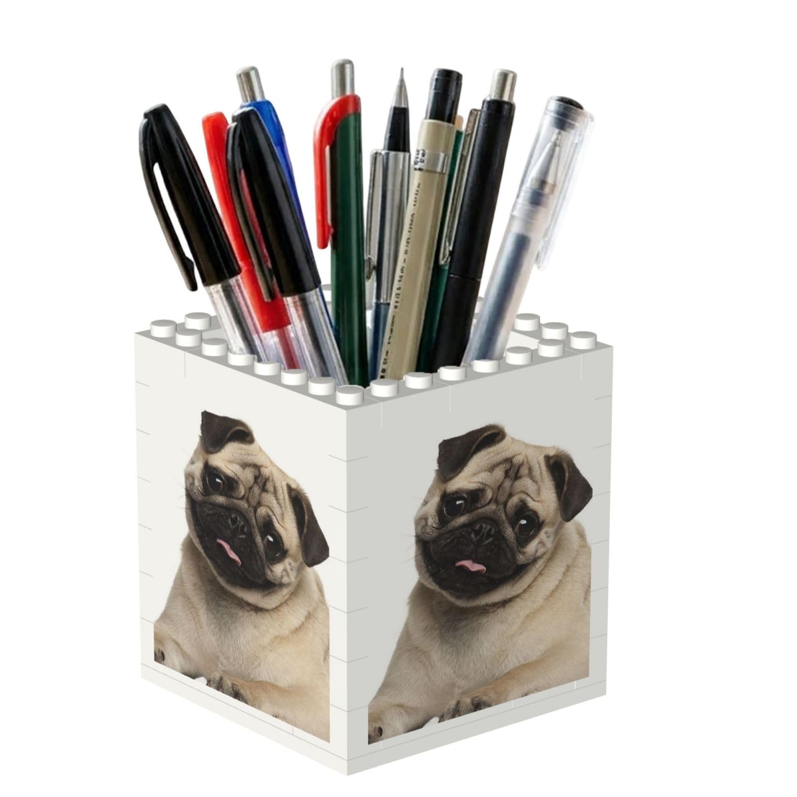 Poadnly 9 Month Old Pug Puppy, Pen Pot Pencil Holder for Office Home School, Compact Desk Organiser for Office Stationery
