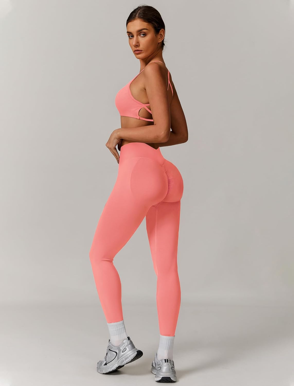 QBGJTD Womens Workout Sets Criss Cross Open Sports Bras and High Waist Leggings Sets Pilates 2 Piece Outfits for Women